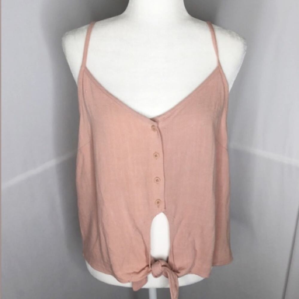 NWT top shop button tie front pink tank top
